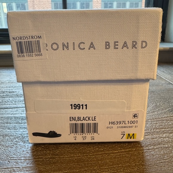 Veronica Beard Eni Flat Sandal in Black with Gold Hardware - Picture 6 of 14